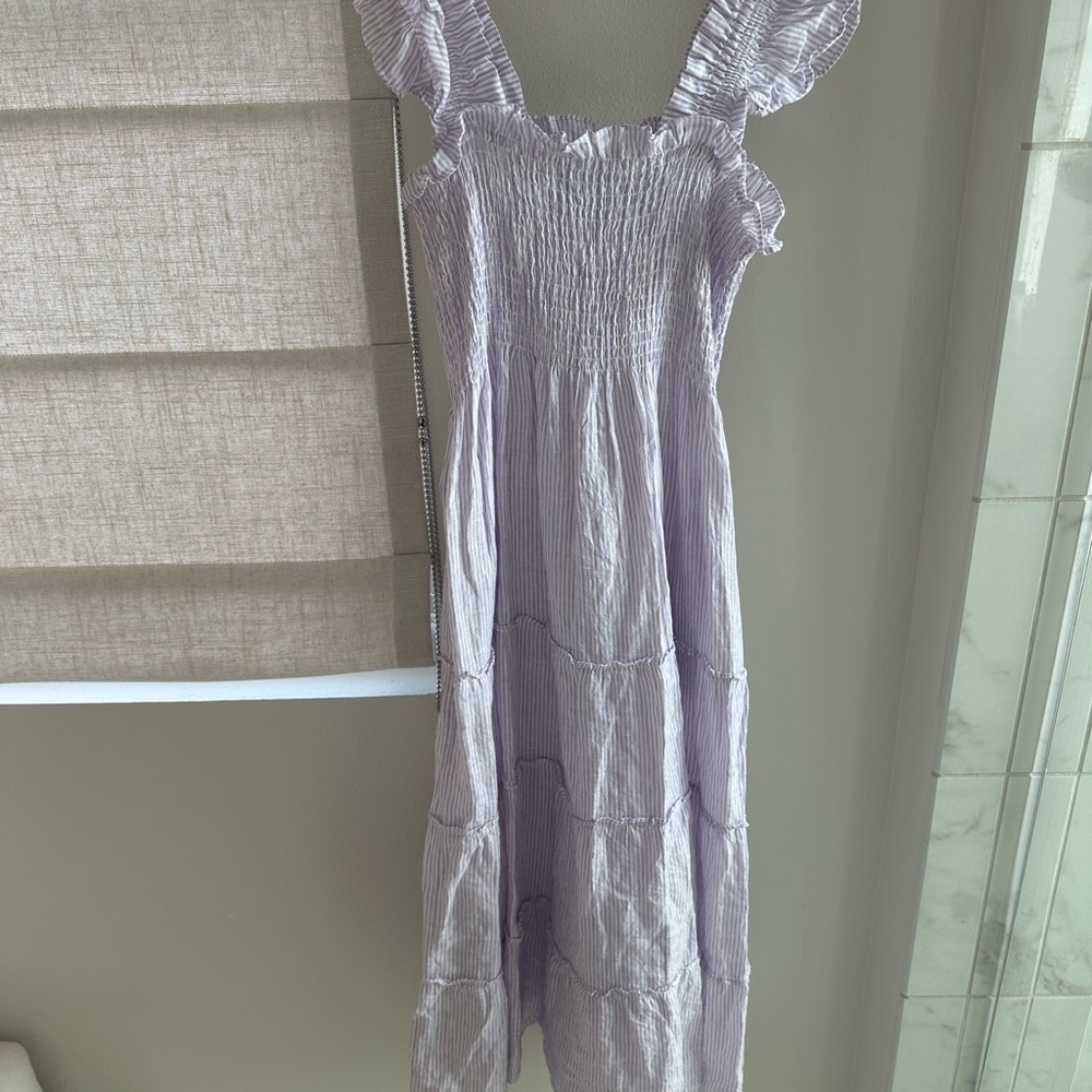 Hill House Nap Dress in Lilac and White Seersucker